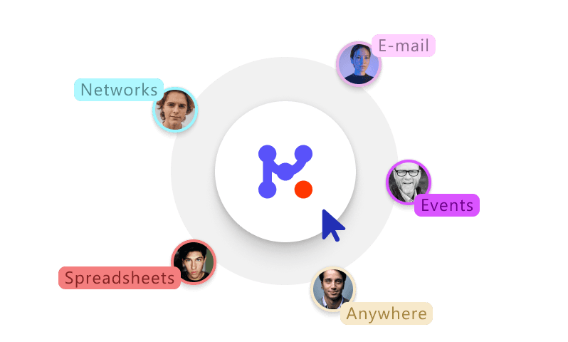 Add agents from networks, email, events, spreadsheets and more